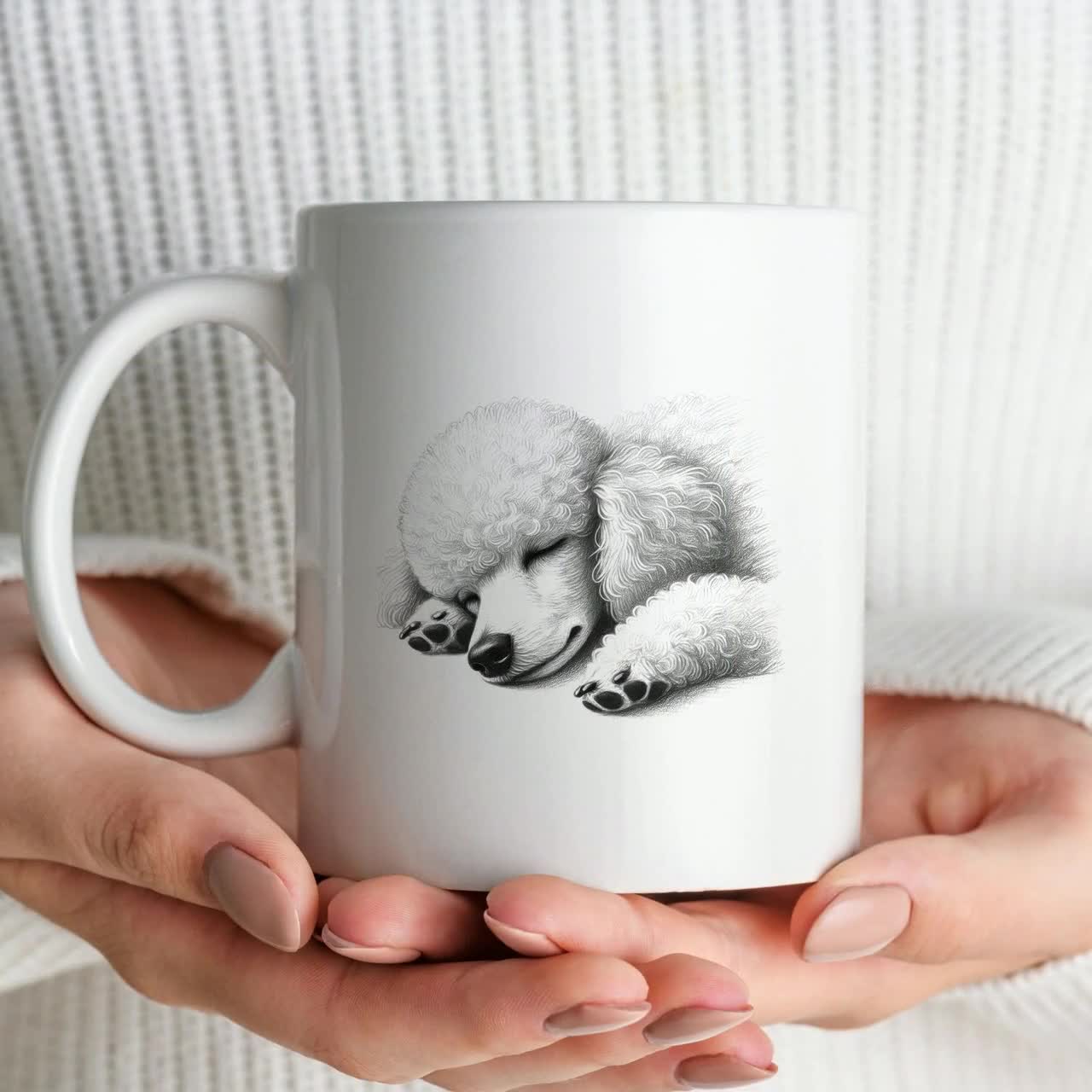 Poodle Sleeping PNG Sublimation File for Shirt & Mug Sketch
